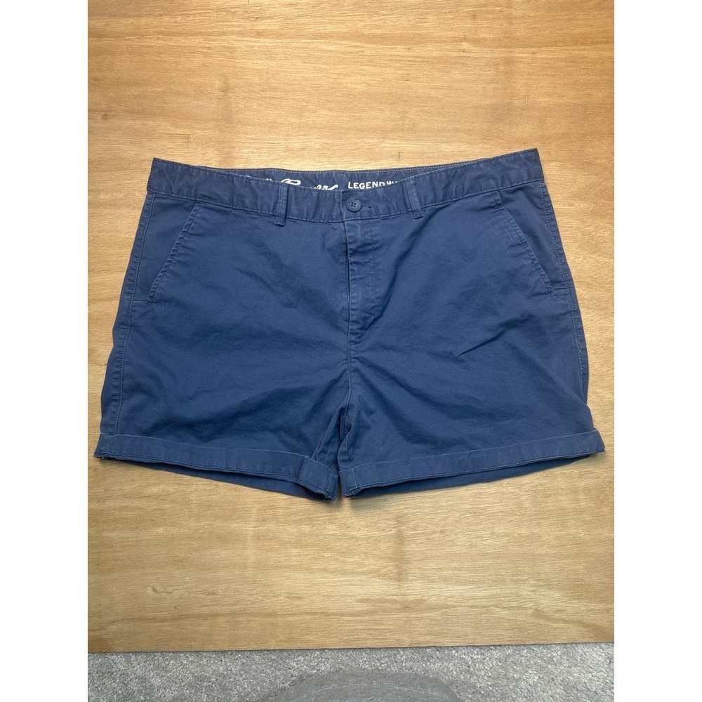 Eddie Bauer Navy Blue LegendWash Chino Shorts Womens Size 18 Rolled Hem Casual